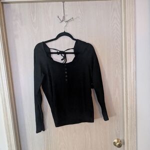 Torrid Black Long Sleeve Top with Tie-Back